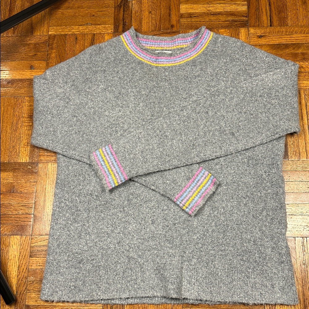 J. Crew Extra Soft Gray Sweater with‎ Colorful Accents